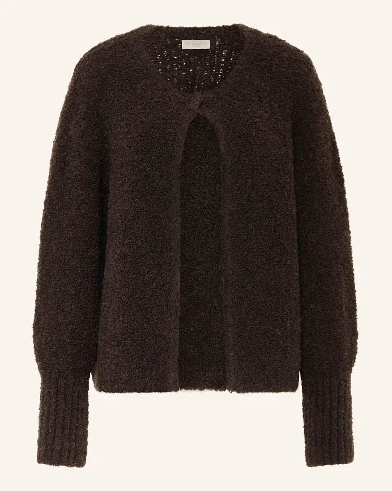 Milano Italy Bouclé-Cardigan Dunkelbraun