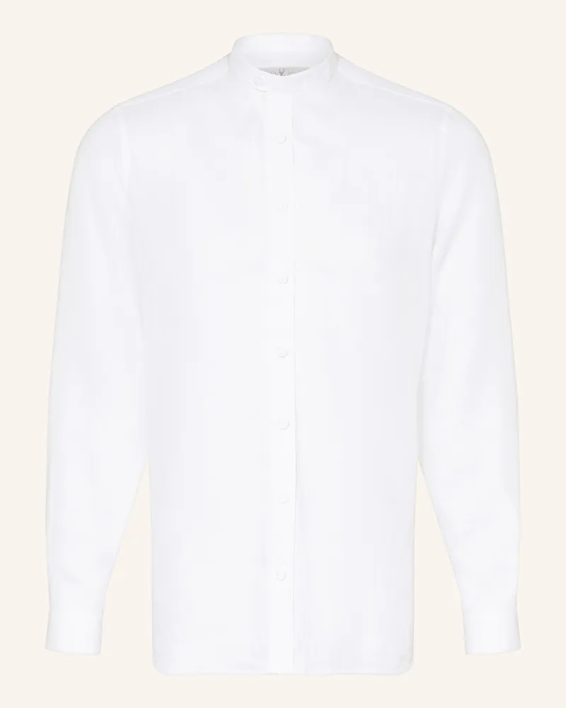 Johann & Johanna Trachtenhemd Comfort Fit Aus Leinen Mit Stehkragen weiss Weiss