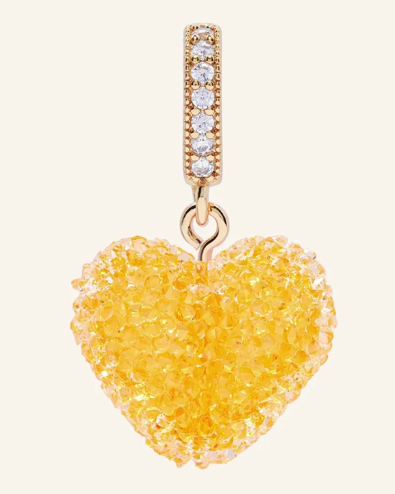 CRYSTAL HAZE Anhänger Jelly Heart Pave Connector Sunshine Orange By Glambou gold Gold