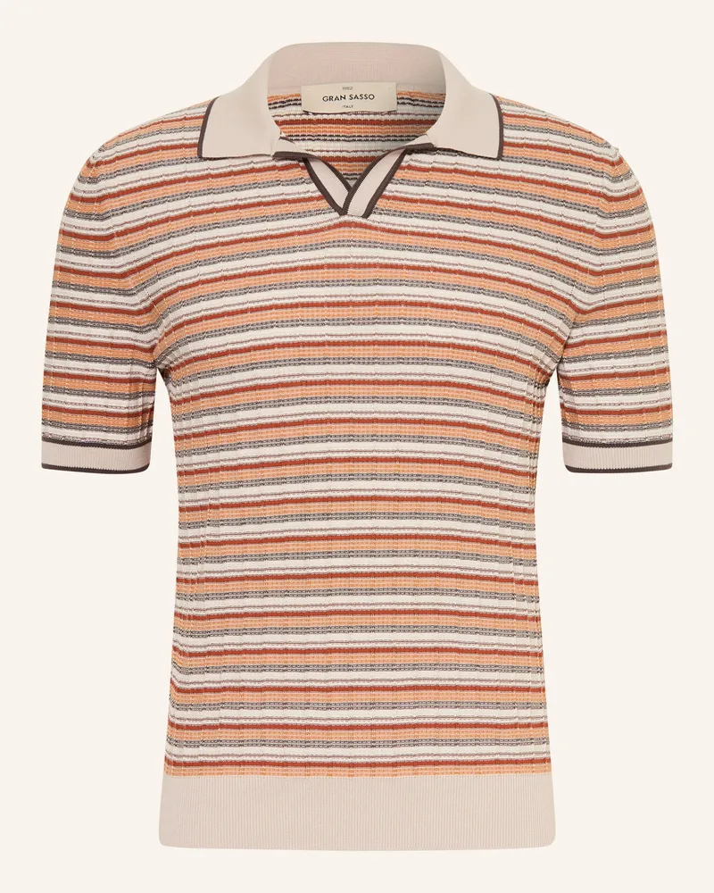 Gran Sasso Strick-Poloshirt braun Dunkelorange