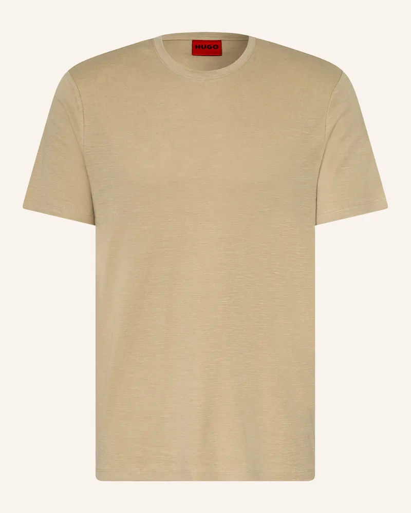 HUGO BOSS T-Shirt Dulerostee Mit Leinen beige Camel