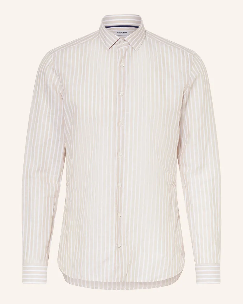 Olymp Hemd Level Five body fit mit Leinen Beige
