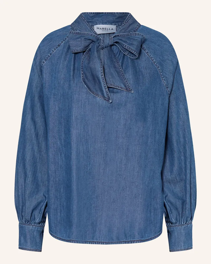 MARELLA Schluppenbluse in Jeansoptik Blau