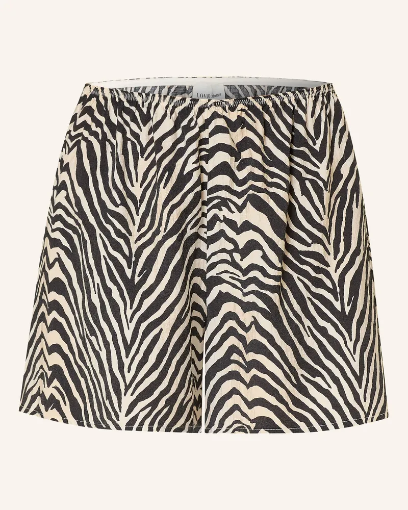 LOVE Stories Schlafshorts Johnny Aus Satin schwarz Weiss