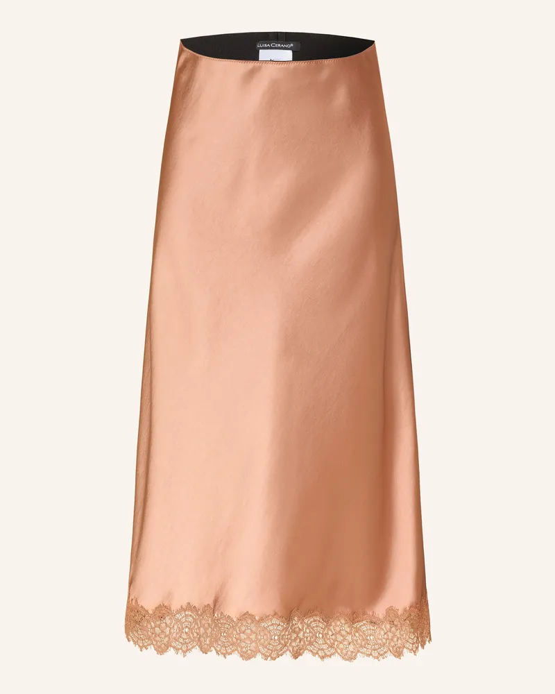 Luisa Cerano Satinrock Mit Spitze rot Cognac