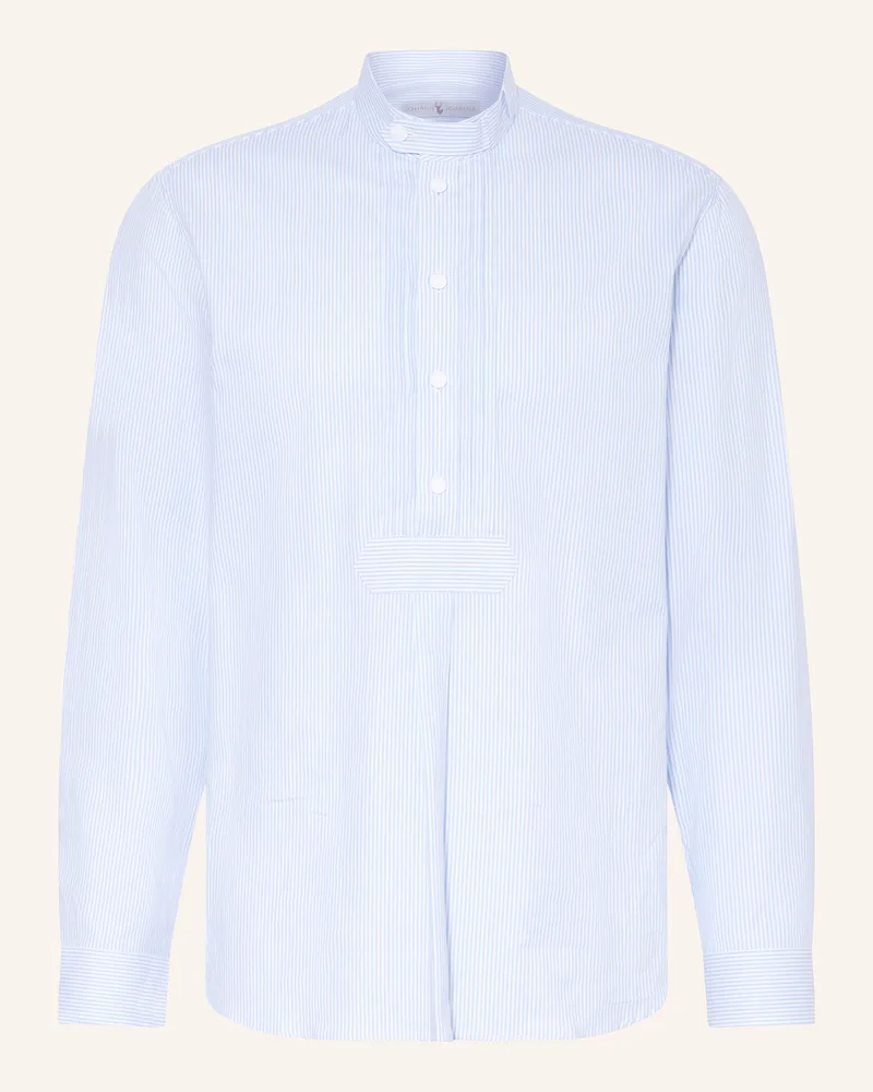 Johann & Johanna Trachtenhemd Comfort Fit mit Stehkragen Hellblau