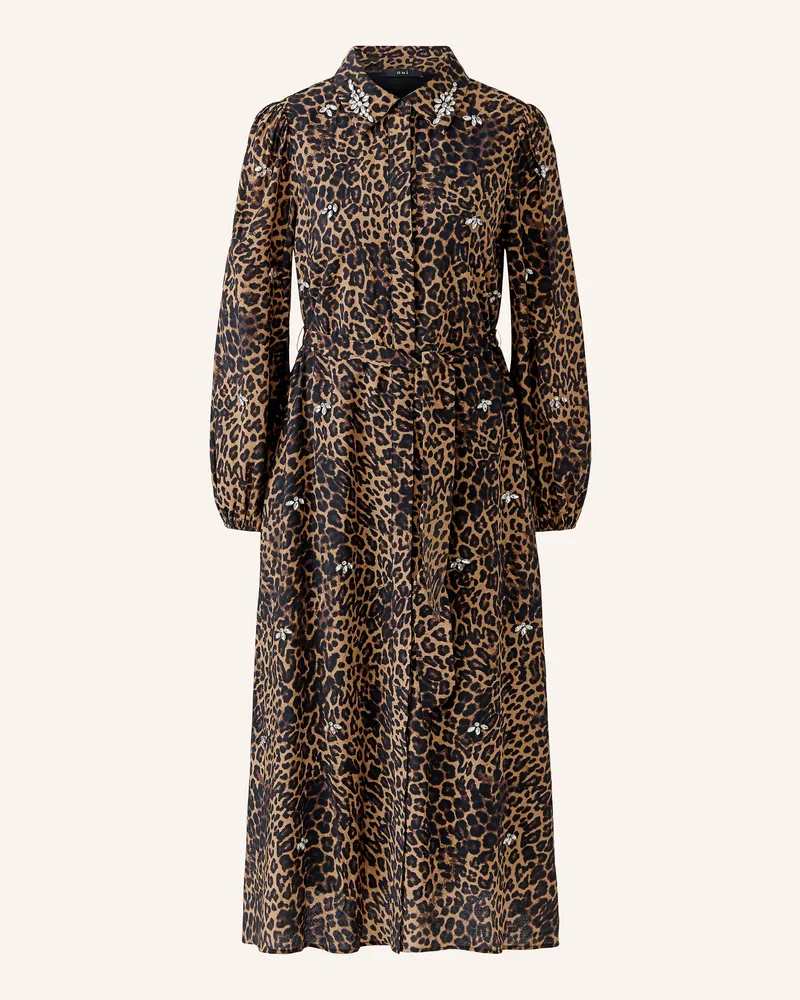 Oui  Hemdblusenkleid Mit Schmucksteinen braun Beige