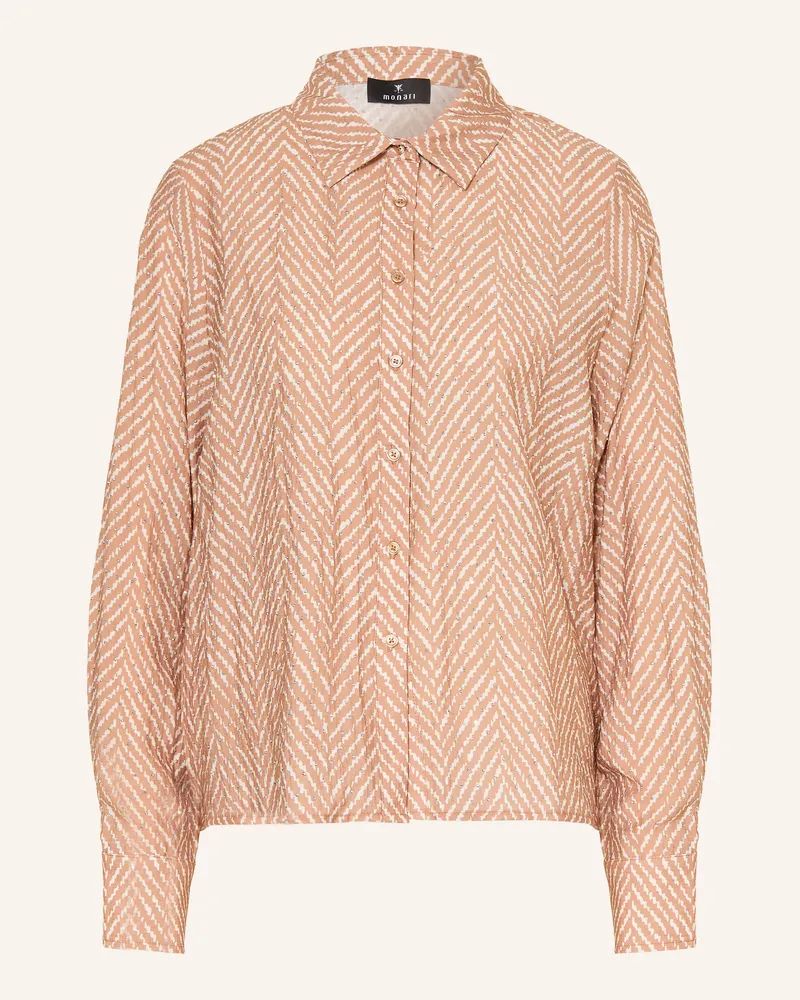 monari Hemdbluse Mit Schmucksteinen beige Cognac