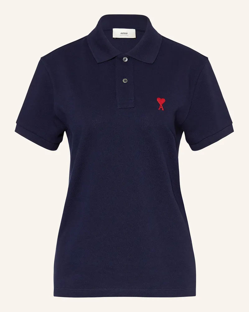 AMI Paris Piqué-Poloshirt Dunkelblau