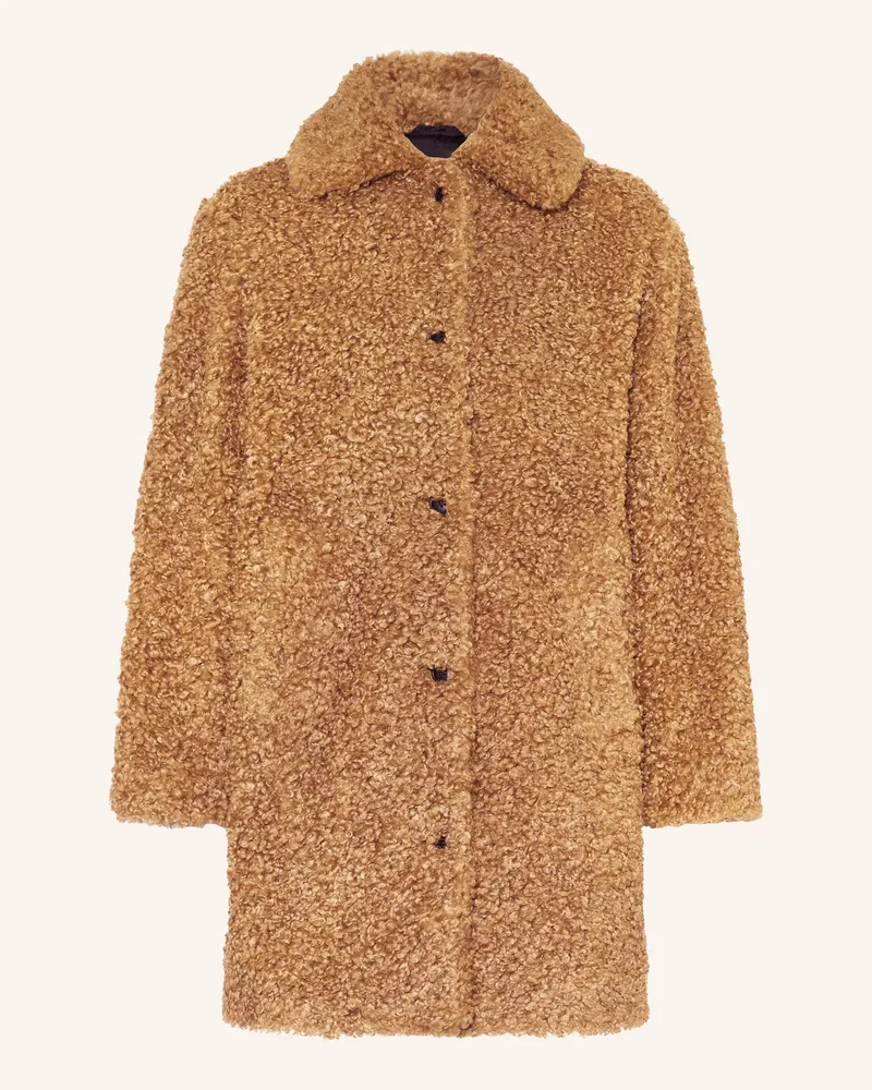 HUGO BOSS Teddyfell-Mantel Mimina-1 braun Cognac