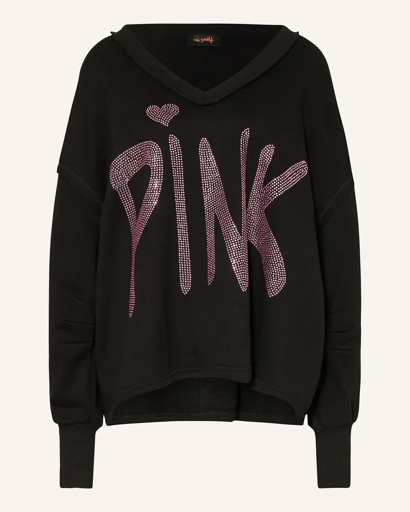 Miss Goodlife Oversized-Sweatshirt mit Schmucksteinen Schwarz