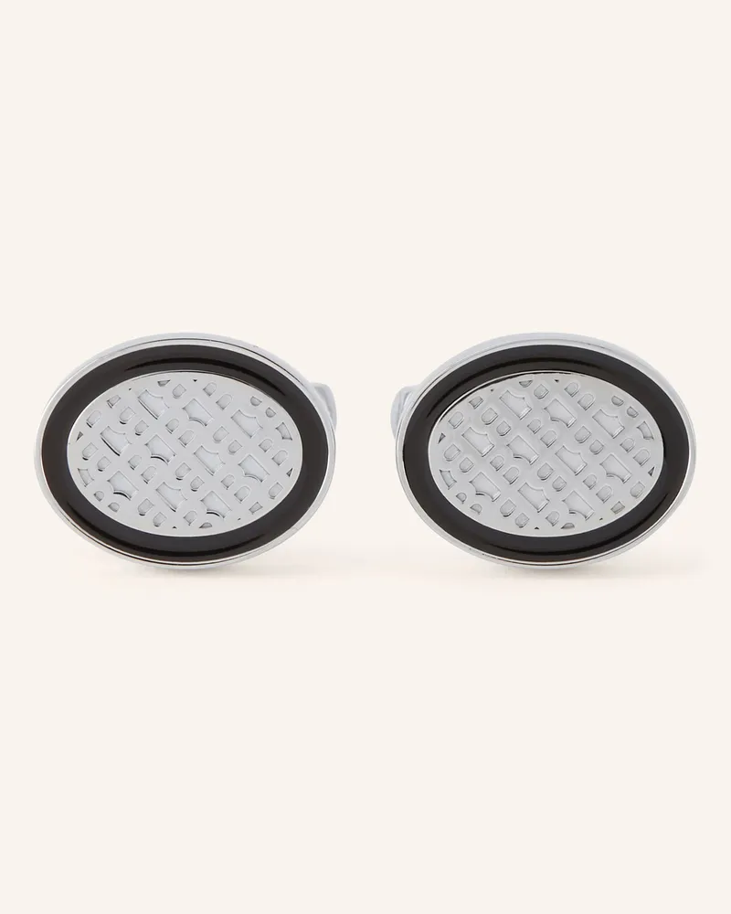 HUGO BOSS Manschettenknöpfe OVALMONO mit Geschenkbox Silber