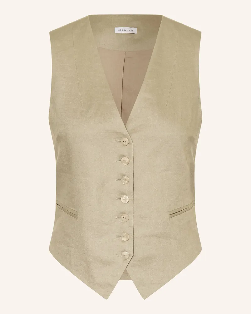 Mrs & HUGS Blazerweste Aus Leinen gruen Oliv