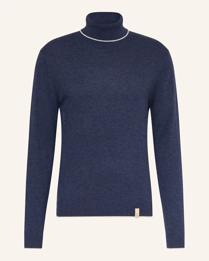 colours & sons Rollkragenpullover mit Merinowolle Dunkelblau