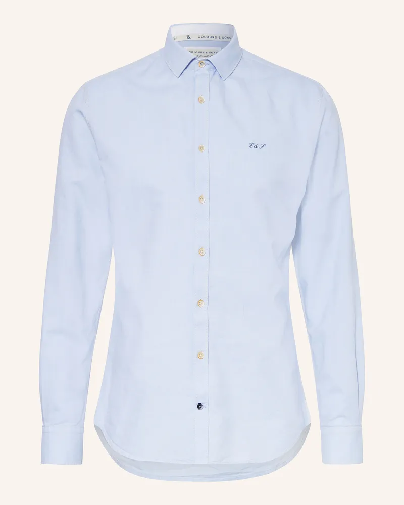 colours & sons Hemd Slim Fit Hellblau