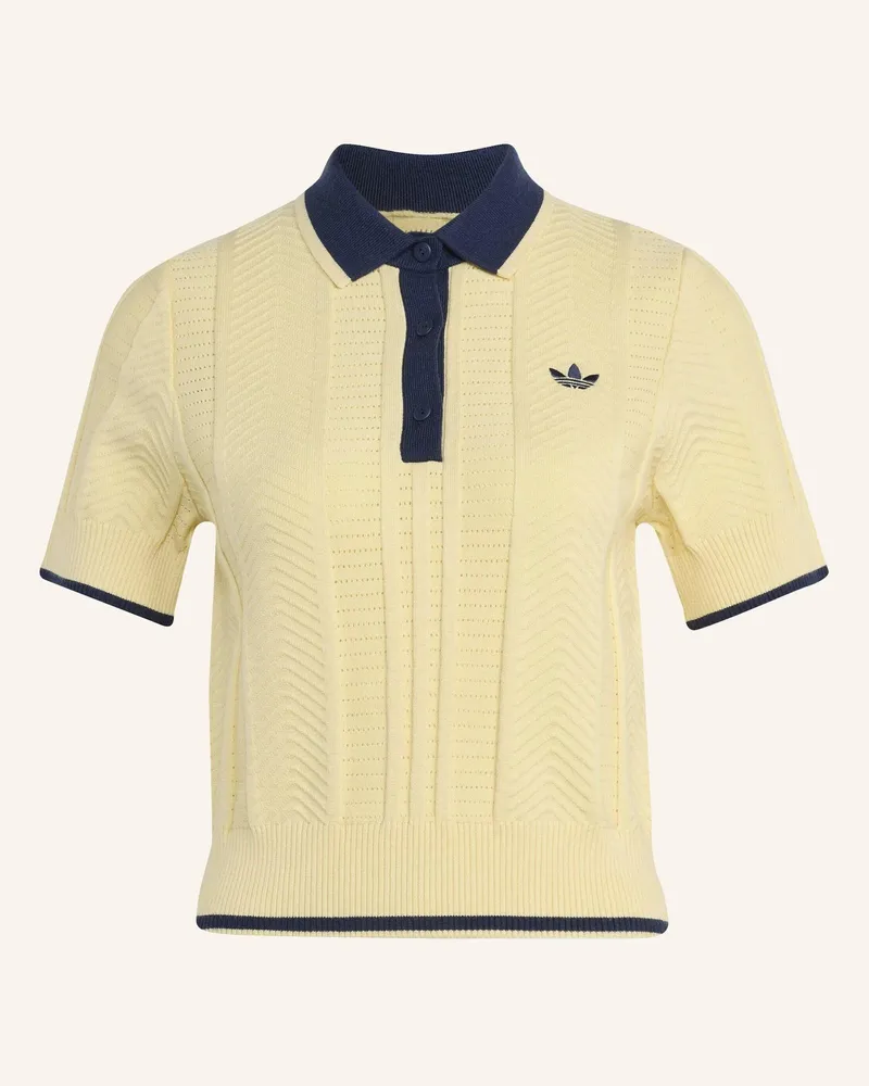 adidas Cali Poloshirt, Zopfmuster gelb Creme