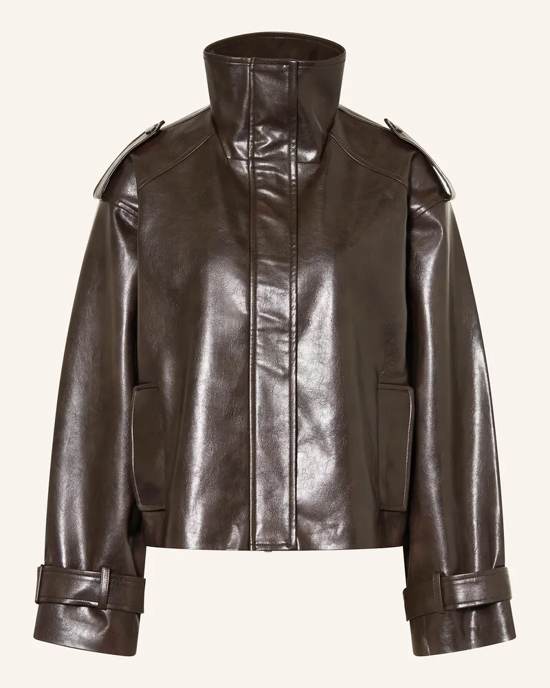 Mrs & HUGS Jacke in Lederoptik Dunkelbraun