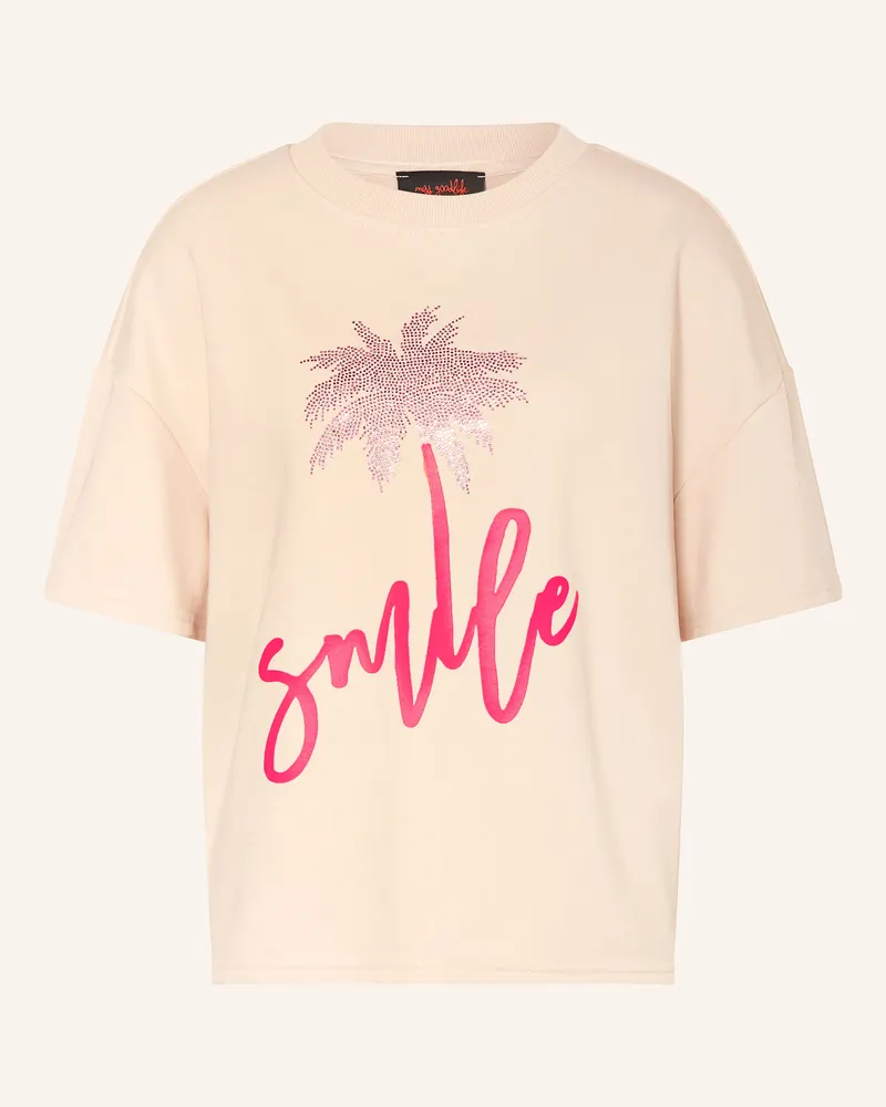 Miss Goodlife Sweatshirt mit Schmucksteinen Creme