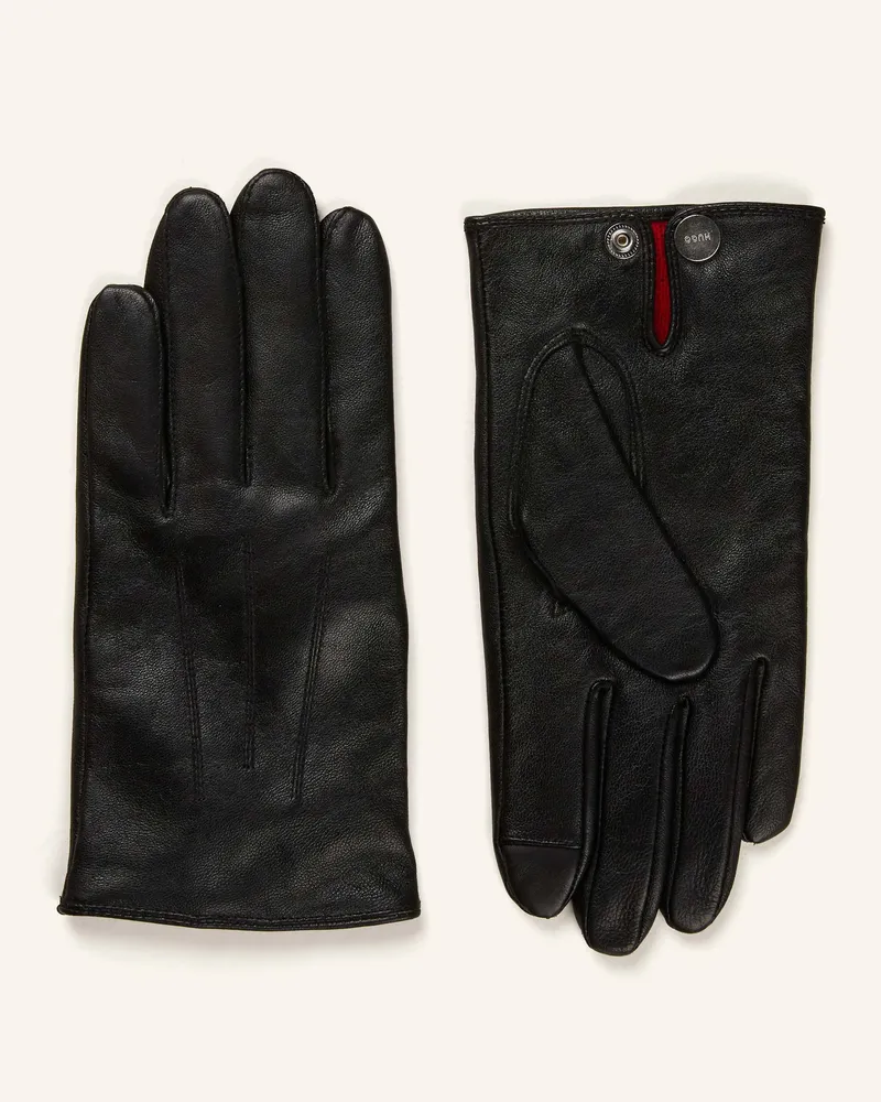 HUGO BOSS Lederhandschuhe Jaan schwarz Schwarz