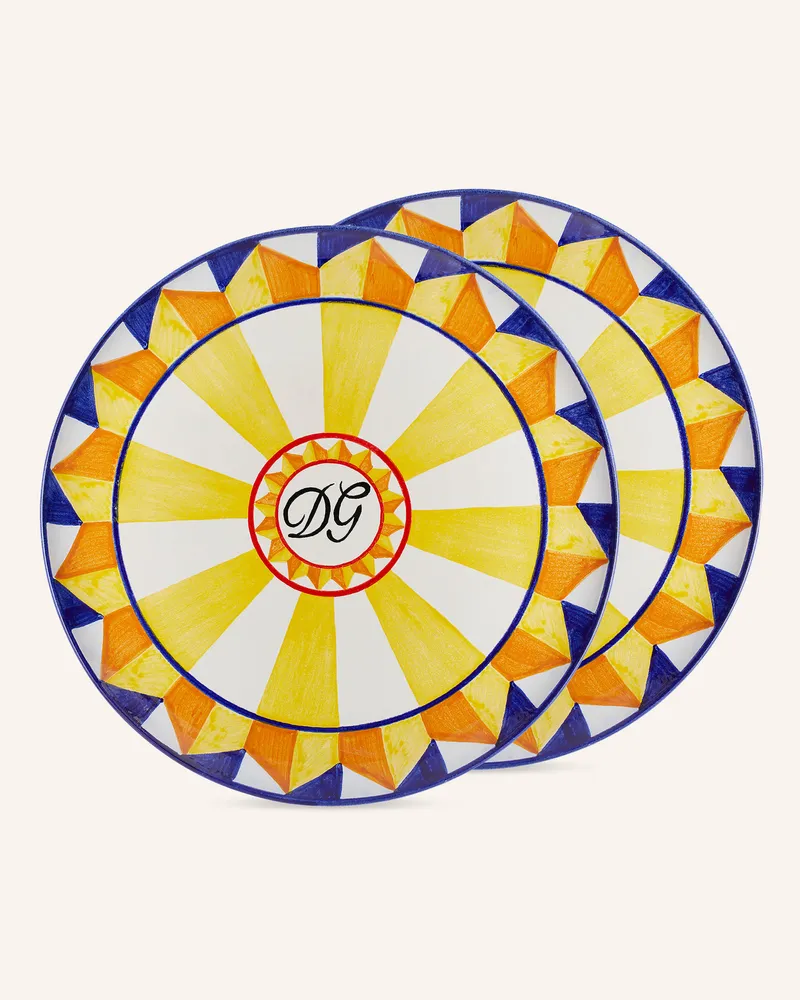 Dolce & Gabbana Casa 2er-Set Suppenteller gelb Weiss