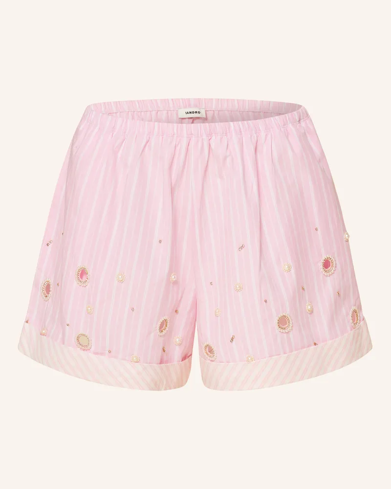 Sandro Shorts mit Perlen und Schmucksteinen Pink