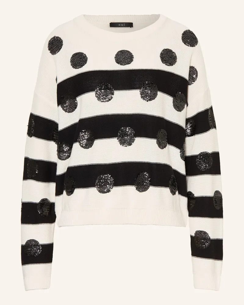 Oui  Pullover Mit Pailletten weiss Weiss