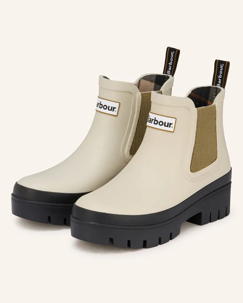 Barbour Gummistiefel Halton gruen Ecru