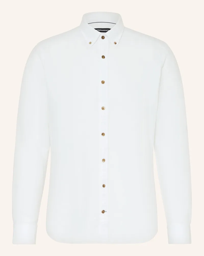Strokesman's Hemd Regular Fit Mit Leinen weiss Weiss