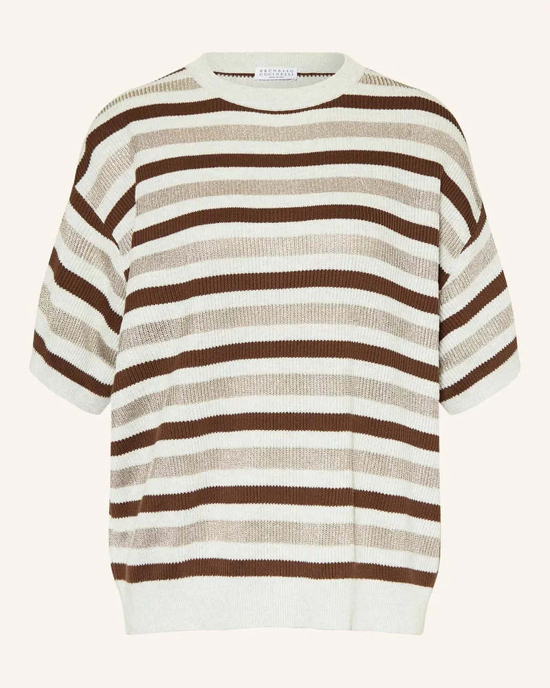 Brunello Cucinelli Strickshirt mit Glitzergarn Creme