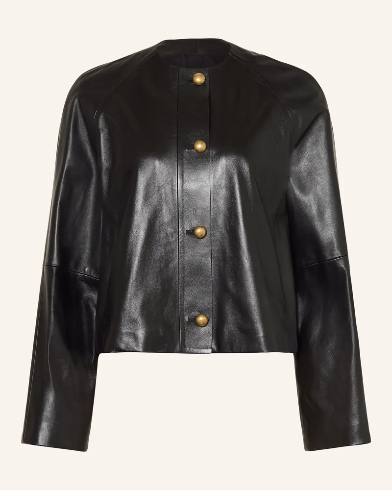 Max Mara Lederjacke Bouquet schwarz Schwarz
