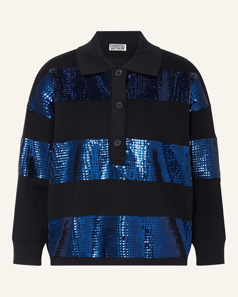 Essentiel Strickjacke mit Pailletten Schwarz