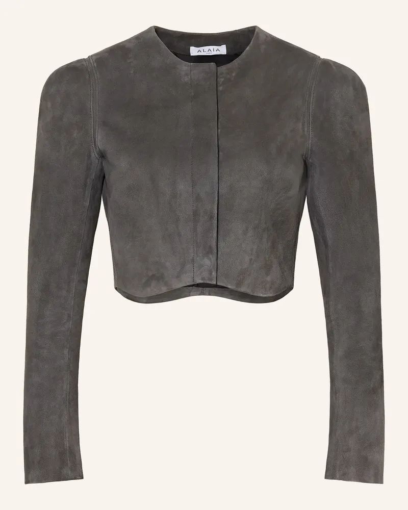 Alaïa Cropped-Lederjacke grau Dunkelgrau