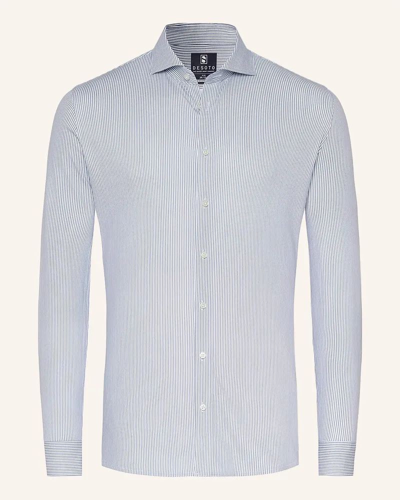 DESOTO Jerseyhemd Slim Fit blau Weiss