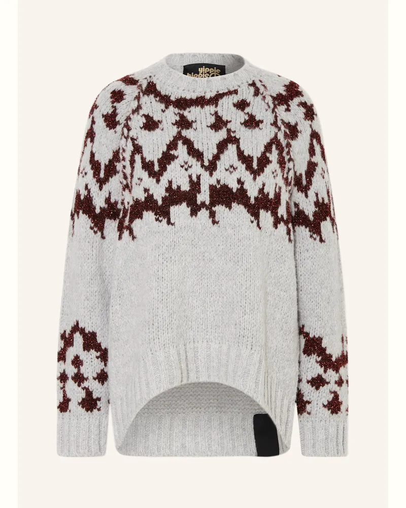 Yippie Hippie Pullover mit Glitzergarn Hellgrau