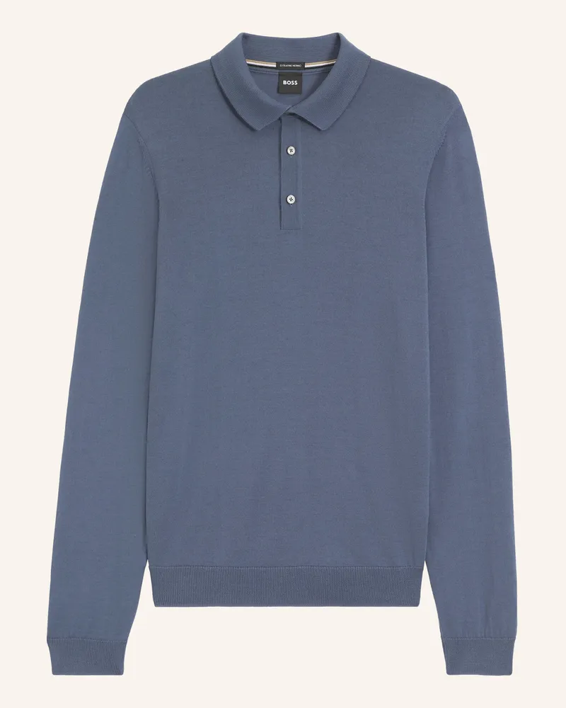 HUGO BOSS Strick-Poloshirt LANCIONE Blau