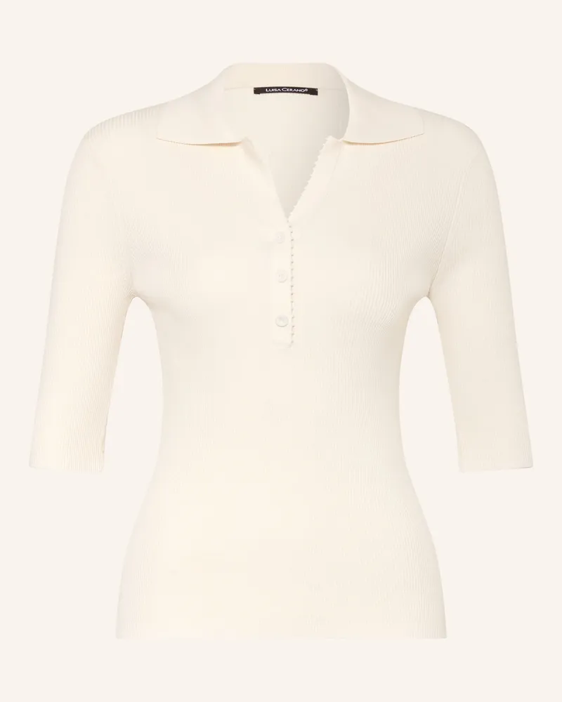 Luisa Cerano Strick-Poloshirt mit 3/4-Arm Creme
