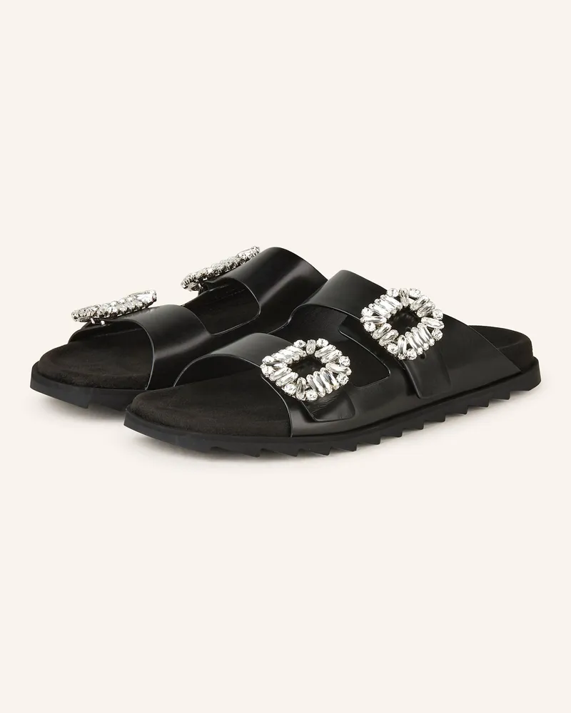 Roger Vivier Pantoletten SLIDY VIV‘ mit Schmucksteinen Schwarz