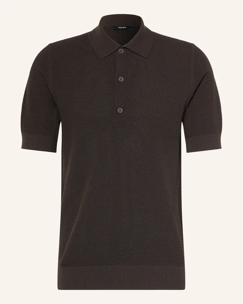 Reiss Strick-Poloshirt Warren braun Dunkelbraun