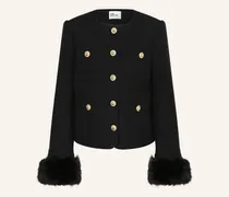 Kastenjacke aus Bouclé mit abnehmbarem Kunstpelz
