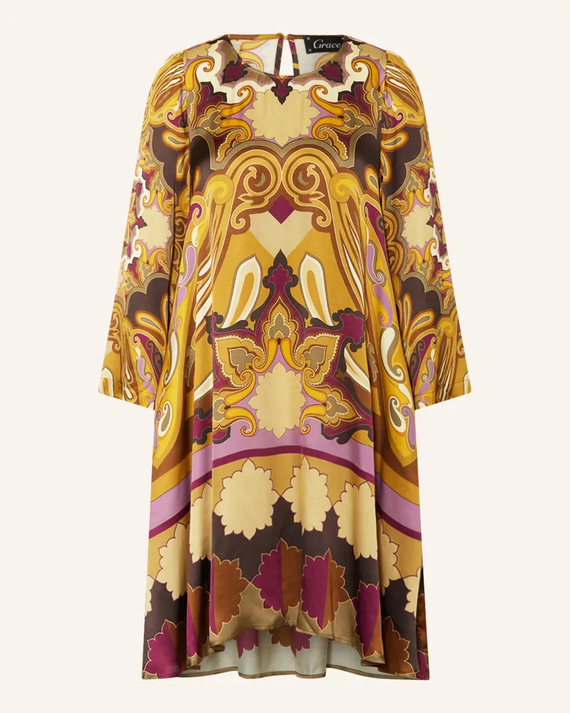 Grace Satinkleid mit 3/4-Arm Camel