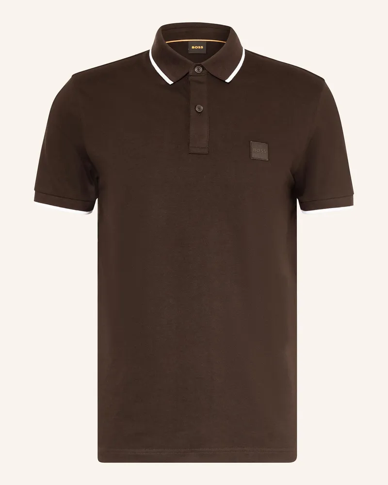 HUGO BOSS Piqué-Poloshirt PASSERTIP Dunkelbraun