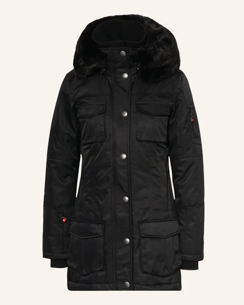 Wellensteyn Parka SCHNEEZAUBER mit abnehmbarem Kunstfell Schwarz