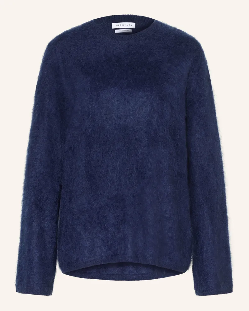 Mrs & HUGS Cashmere-Pullover blau Dunkelblau
