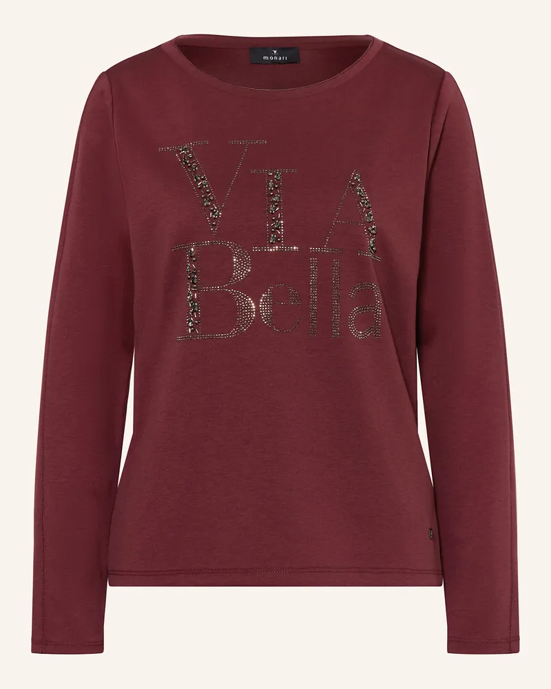 monari Longsleeve mit Schmucksteinen Dunkelrot