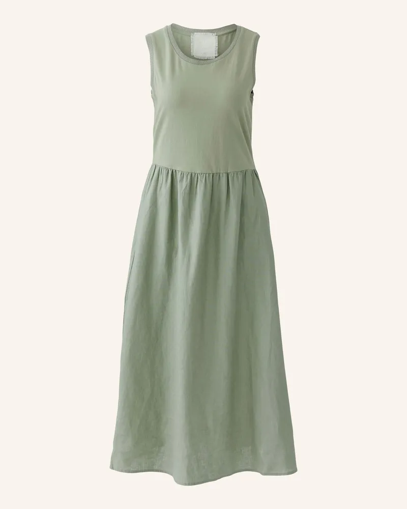 Oui  Kleid Im Materialmix Mit Leinen gruen Oliv