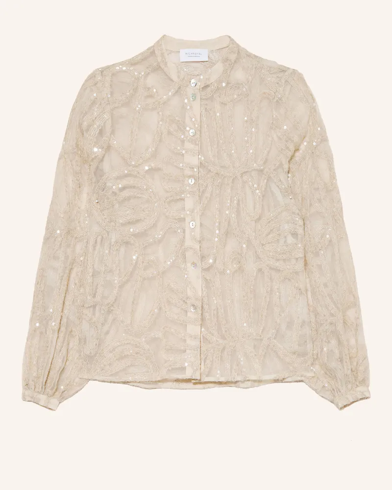 Rich&Royal Bluse Mit Pailletten weiss Beige