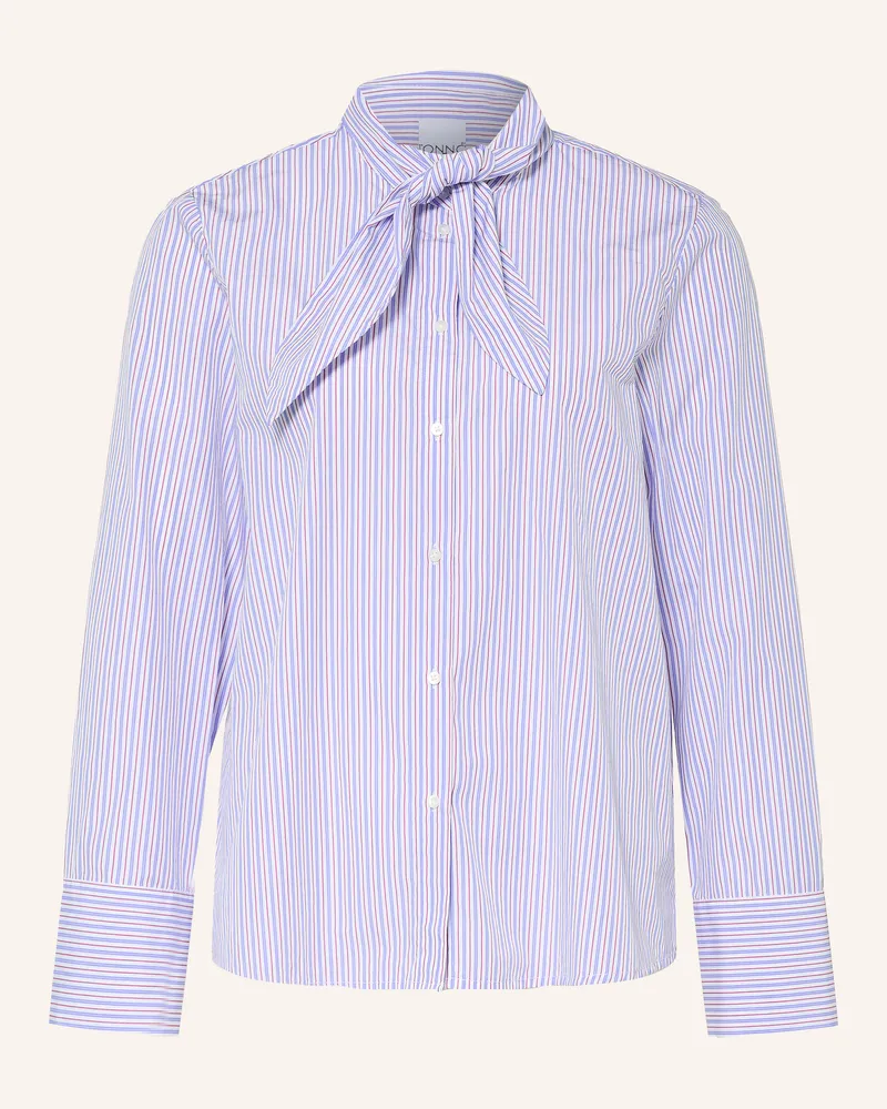 tonno e panna Schluppenbluse blau Weiss