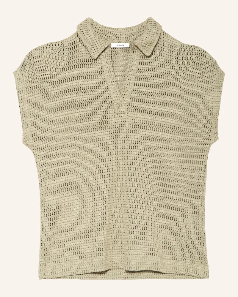 OPUS Häkel-Poloshirt Somona gruen Grün