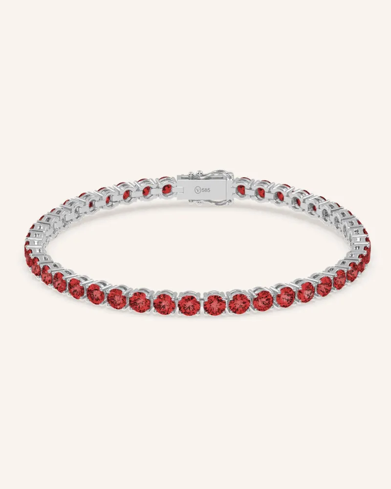 VEYNOU Tennisarmband Velvet Aus 14 Karat Recyceltem Weißgold Und 7,20ct. Rubine silber Weissgold