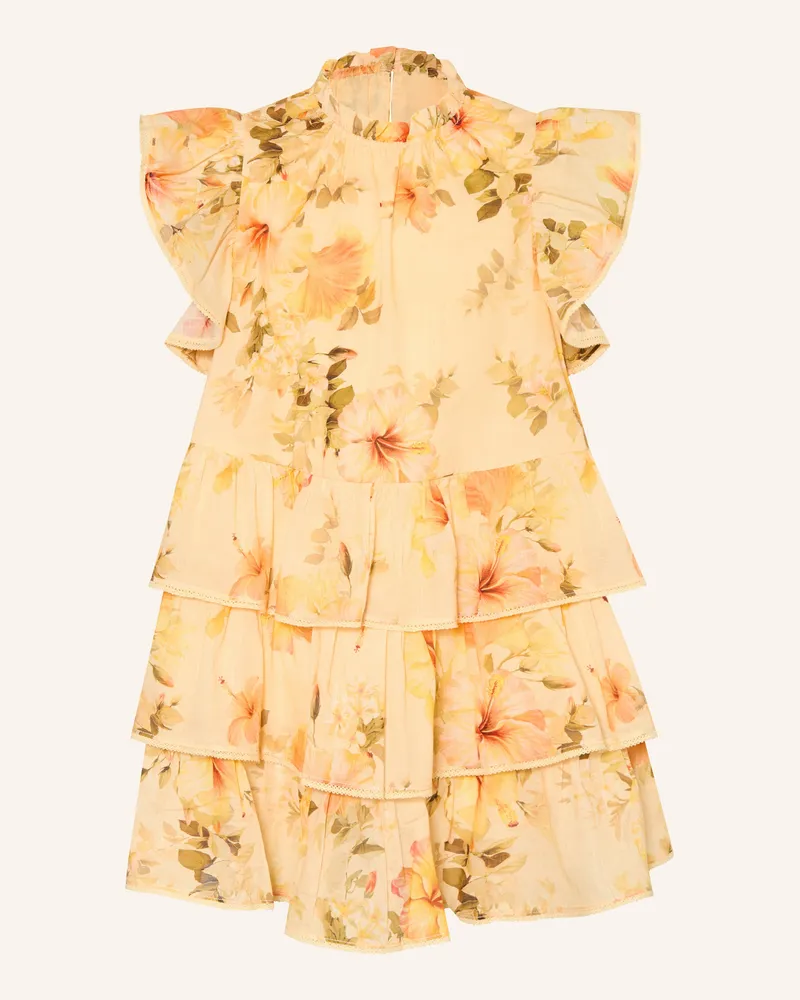Zimmermann Kleid Mahon Mit Spitze Und Rüschen orange Gelb